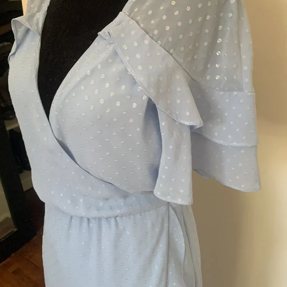 For Love & Lemons x Jaime King Baby Blue Wrap Dress LA Store Exclusive - Picture 2 of 8